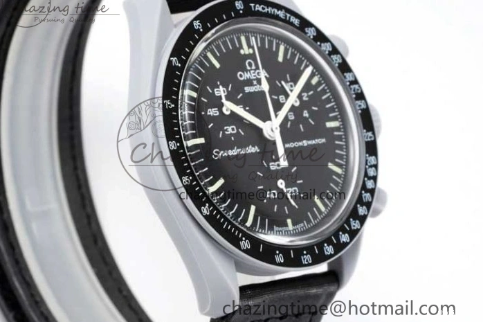 0128 Speedmaster Misson To The Moon 1:1 Best Edition Black Dial On Nylon Strap Quartz UrbanChic 7856